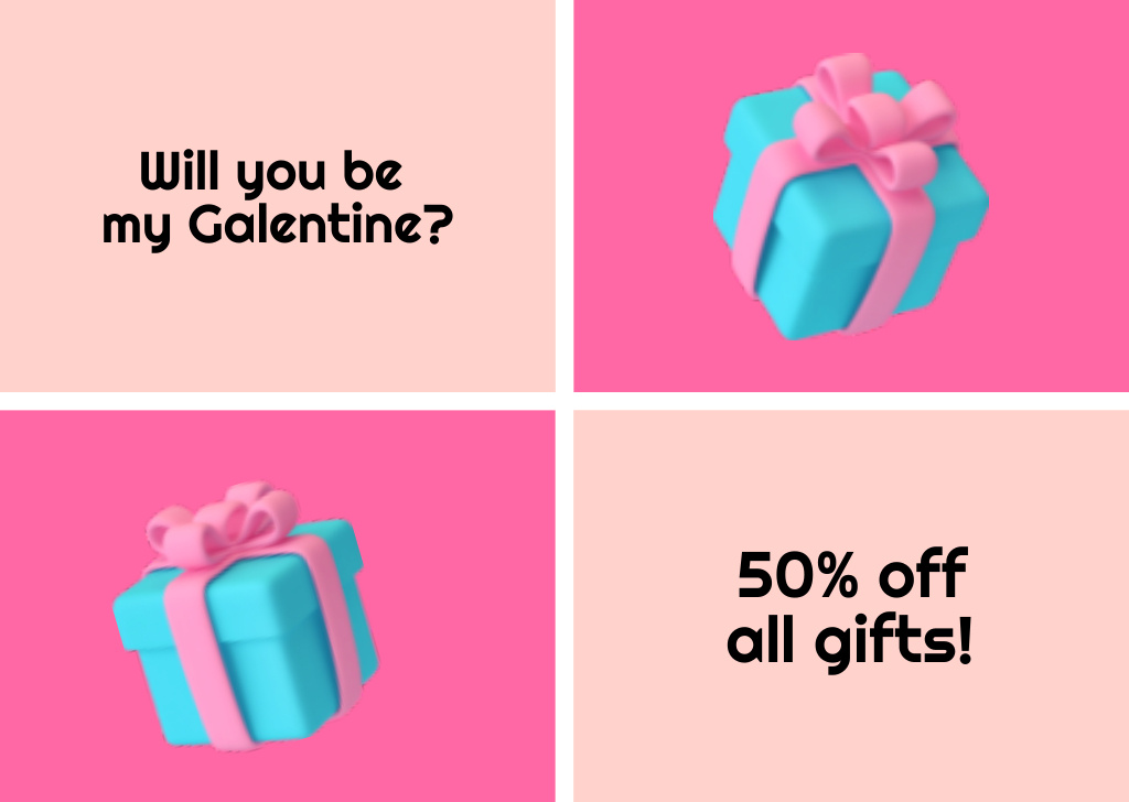 Discount Offer on Galentine's Day Postcard Design Template