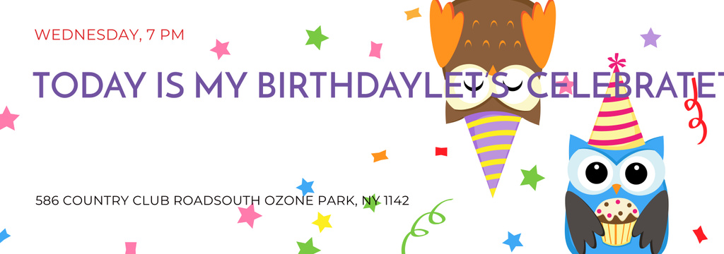 Birthday Invitation with Party Owls Tumblr Design Template