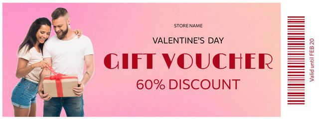 Cute Present And Valentine's Day Discount Voucher Coupon Design Template