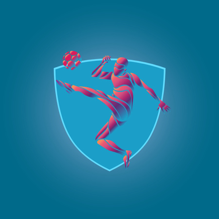 futbol oyuncusuyla amblem Logo Tasarım Şablonu