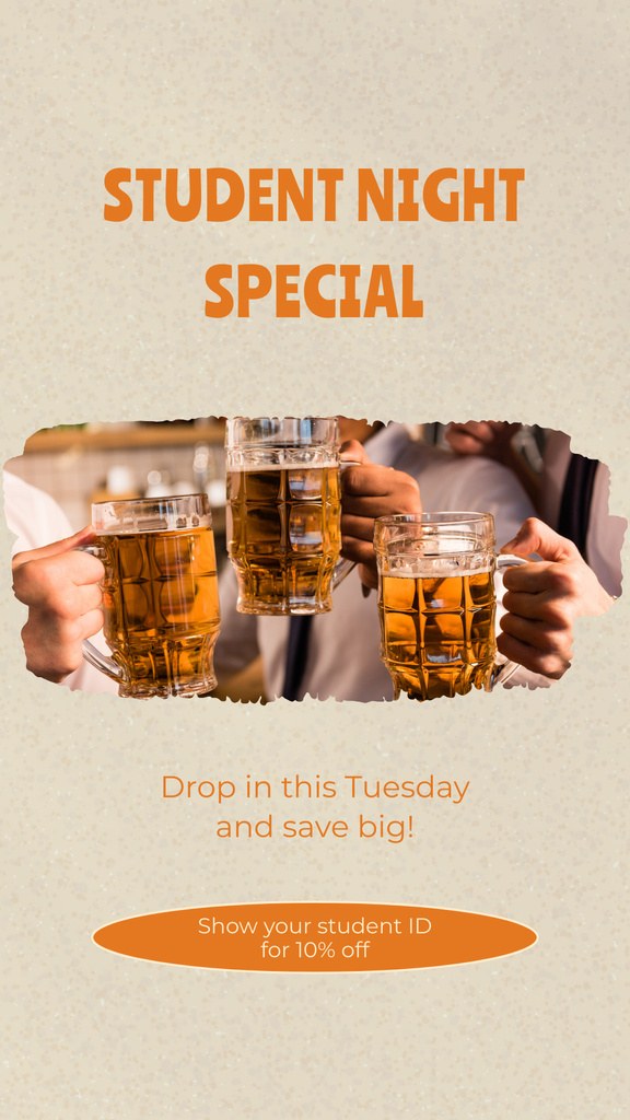 Template di design Big Savings on Student Night with Beer Instagram Story