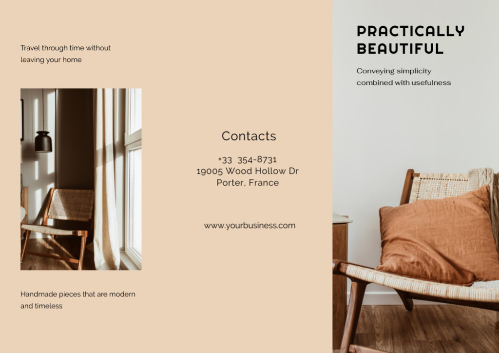 Plantilla de diseño de Wooden Interior Decoration Brochure 