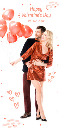 ハート型の風船とバレンタインデーを迎える笑顔のカップル Snapchat Moment Filterデザインテンプレート