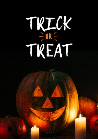 Scary Halloween's Pumpkin with Candles Poster Design Template