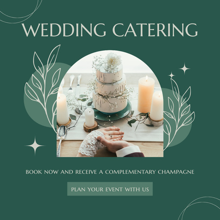 Ad of Wedding Catering Services with Sweet Cake Instagram Design Template