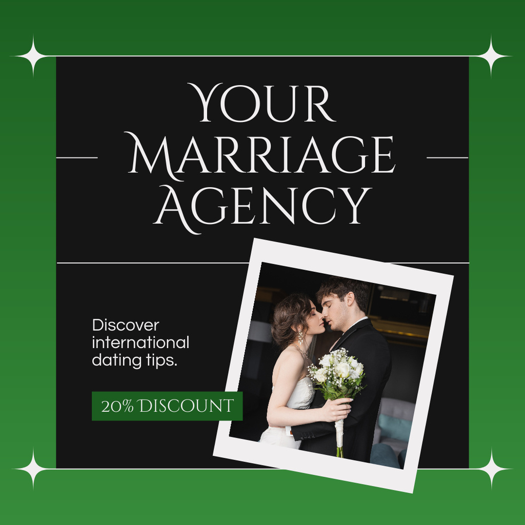 Designvorlage Marriage Agency Promotion on Green für Instagram AD