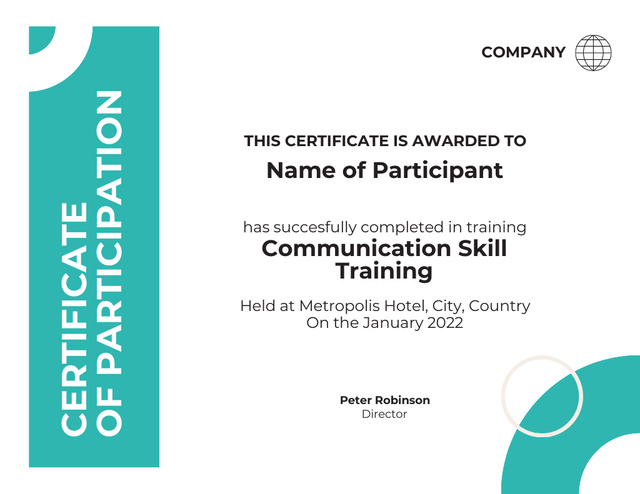 Platilla de diseño Completion Award in Communication Skill Training Certificate