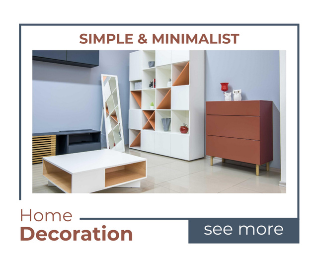 Simple and Minimalist Home Decoration Facebook Πρότυπο σχεδίασης