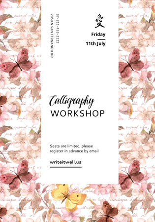 Calligraphy Workshop Event Announcement Poster 28x40in Πρότυπο σχεδίασης
