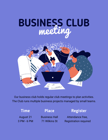 Business Club Meeting Announcement Flyer 8.5x11in Design Template