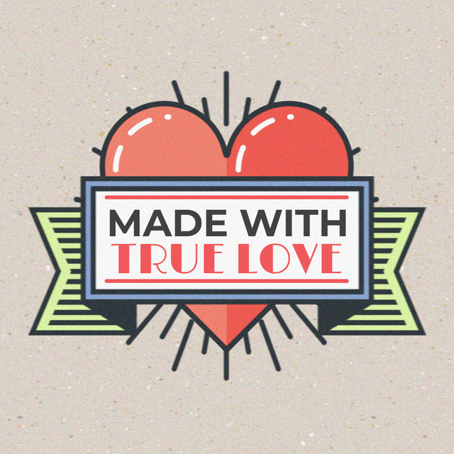Designvorlage Flickering Heart with Ribbon for Valentine's Day für Animated Post