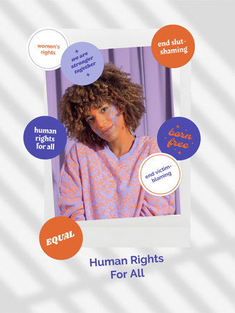 Awareness about Human Rights with Young Girl Poster US Tasarım Şablonu