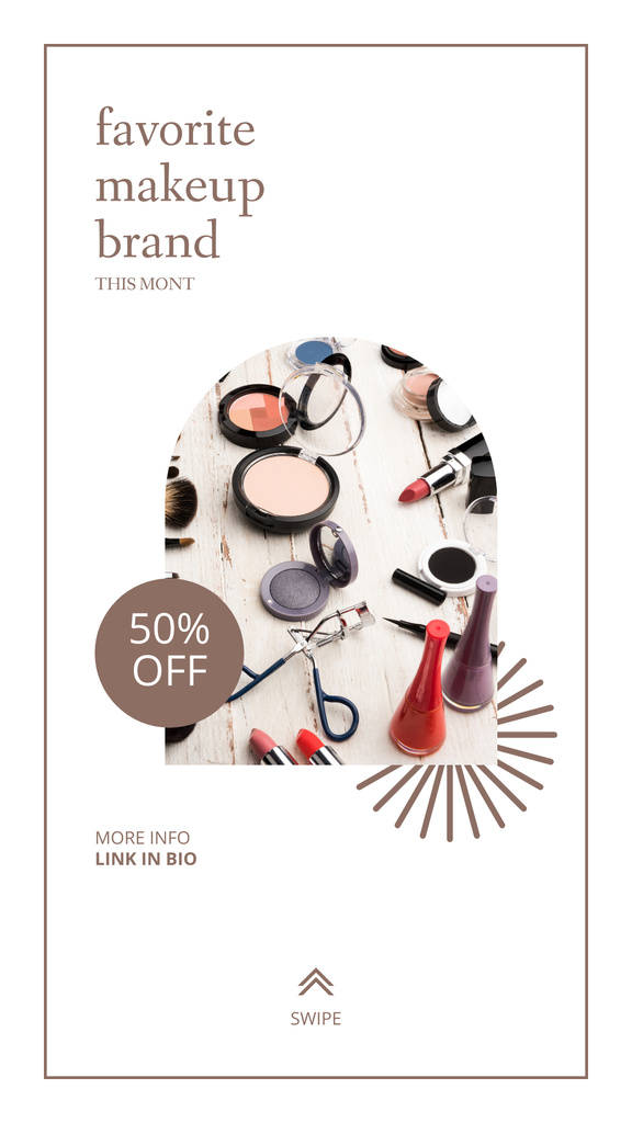 Szablon projektu Excellent Makeup Products Sale Offer At Half Price Instagram Story