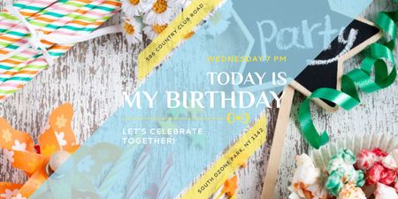 Birthday Party Invitation Bows and Ribbons Image Modelo de Design