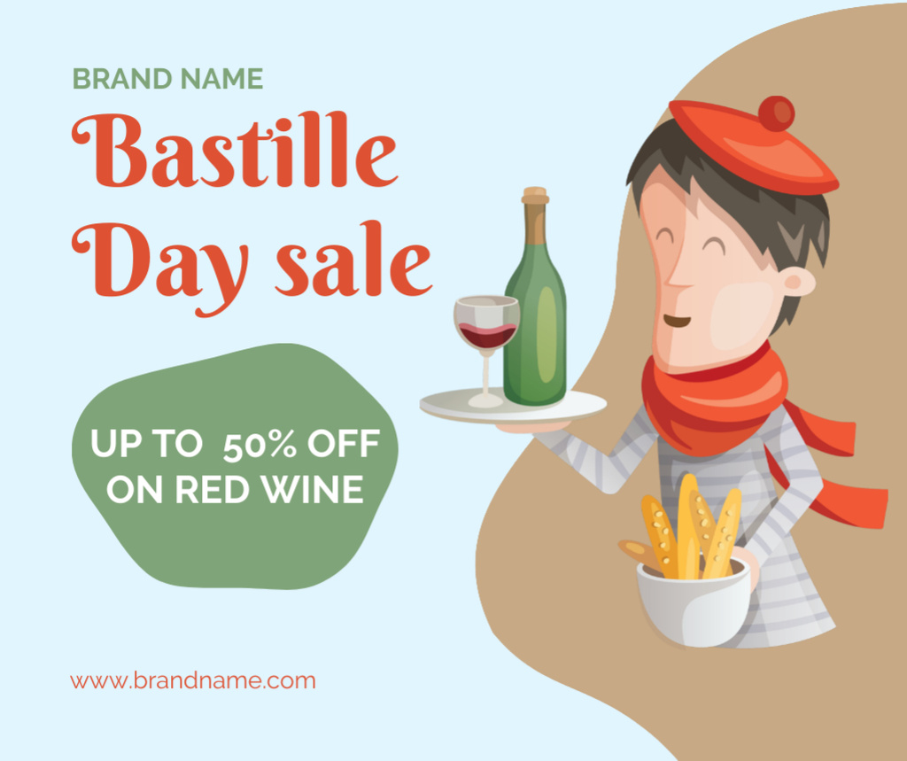 Bastille Day Sale Announcement Facebook Design Template