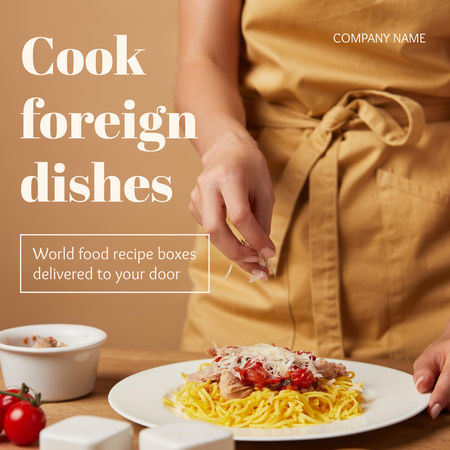 Cooking Foreign Dishes With Tomatoes And Spaghetti Instagram Design Template