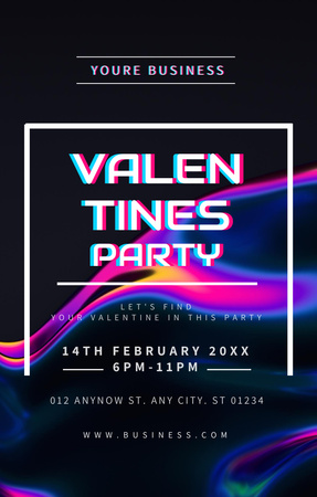 Объявление о вечеринке в честь Дня святого Валентина на фоне градиента Invitation 4.6x7.2in – шаблон для дизайна