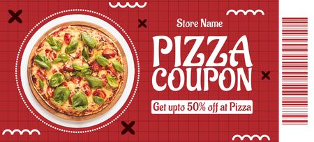 Platilla de diseño Gift Voucher for Pizza with Tomatoes and Basil Coupon 3.75x8.25in