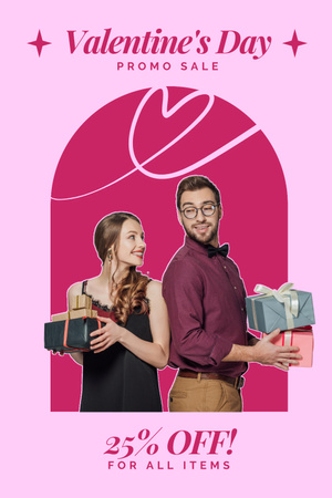 Valentine's Day Sale with Couple in Love Pinterest Design Template