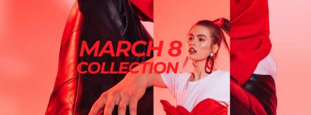 Plantilla de diseño de oferta colección de moda el 8 de marzo Facebook cover 