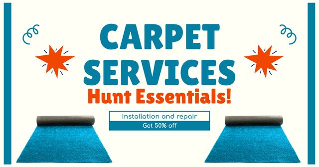 Elite Installation And Repair Carpet Service At Half Price Facebook AD Design Template