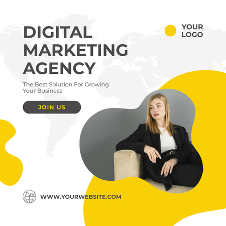 Digital Marketing Agency Service Offer with Beautiful Young Blonde Woman Instagram Design Template