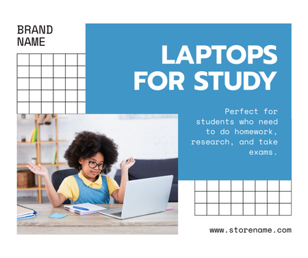Sale of School Laptops for Study Facebook Design Template
