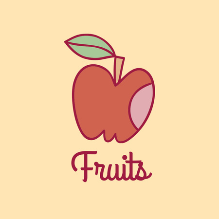Illustration of Apple for Company Emblem Logo 1080x1080pxデザインテンプレート