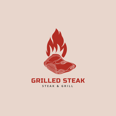 Grilled Steak Offer with Emblem Logo 1080x1080px Design Template