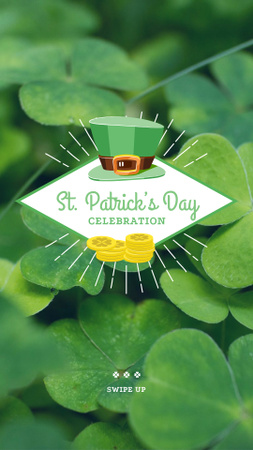 St.Patrick's Day Celebration Announcement with Leprechaun Hat Instagram Story Modelo de Design