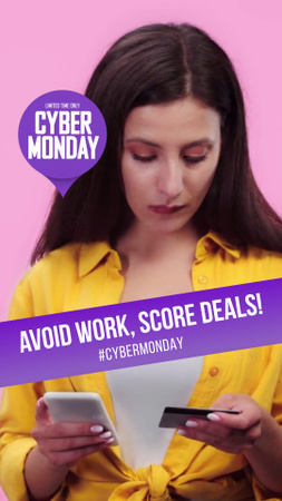 Woman Happily doing Purchases on Cyber Monday TikTok Video Design Template