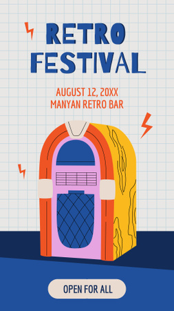 Retro Festival Ad with Jukebox Instagram Story Design Template
