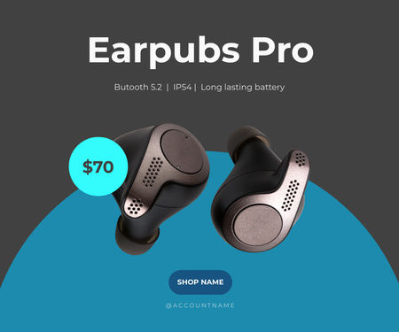 Special Price Offer for Wireless Headphones Large Rectangle Design Template
