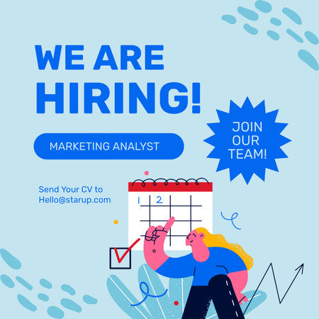 Vacancy Ad with Girl near Diagram Instagram Design Template