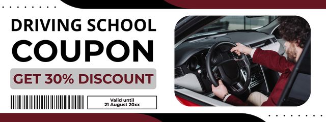 School's Driving Classes for Students With Discounts Couponデザインテンプレート