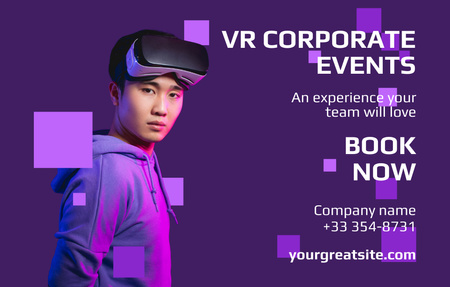Virtual Corporate Events Ad with Young Asian Man Invitation 4.6x7.2in Horizontal Design Template