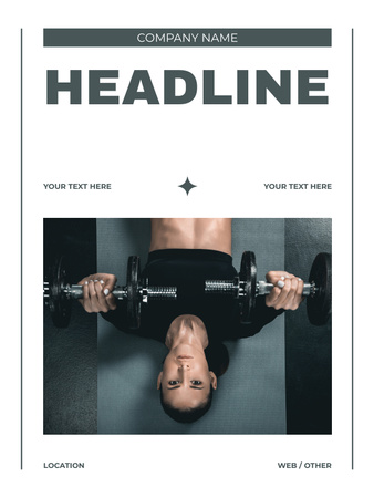 Plantilla de diseño de Mujer atlética haciendo ejercicio con pesas Poster US 