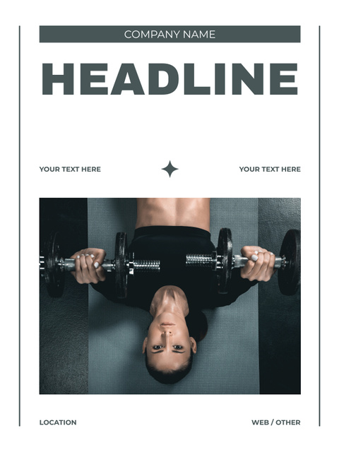 Athletic Woman Doing Workout with Dumbbells Poster US tervezősablon