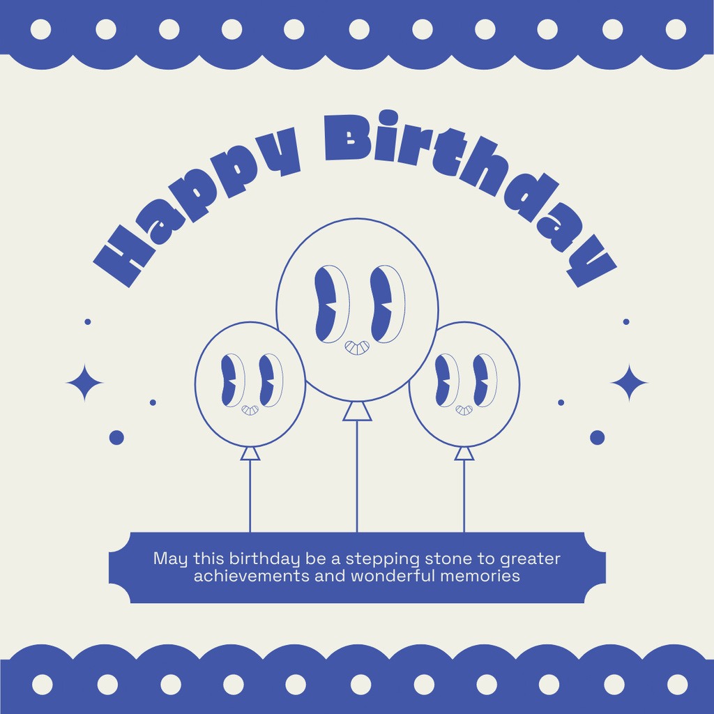 Plain Blue Birthday Greeting LinkedIn post Tasarım Şablonu
