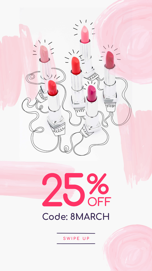 Women's Day Special Offer with Lipsticks Instagram Story tervezősablon