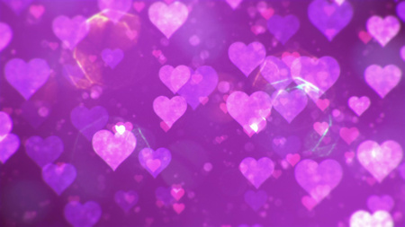 Ontwerpsjabloon van Zoom Background van Valentijnsdag met gloeiende paarse harten