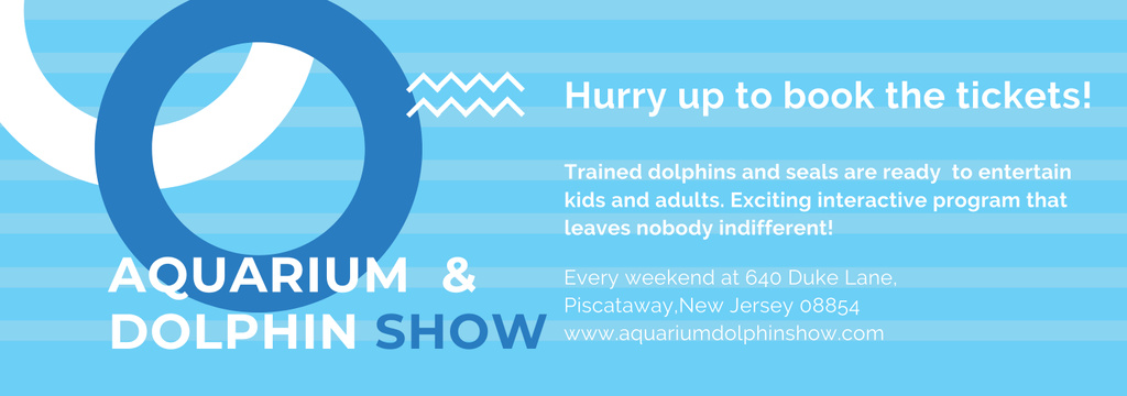 Aquarium Dolphin show invitation in blue Tumblr Design Template