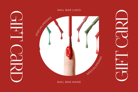 Designvorlage Manicure Services Offer with Red Nail Polish für Gift Certificate