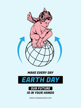 World Earth Day Announcement with Angel Poster US Design Template