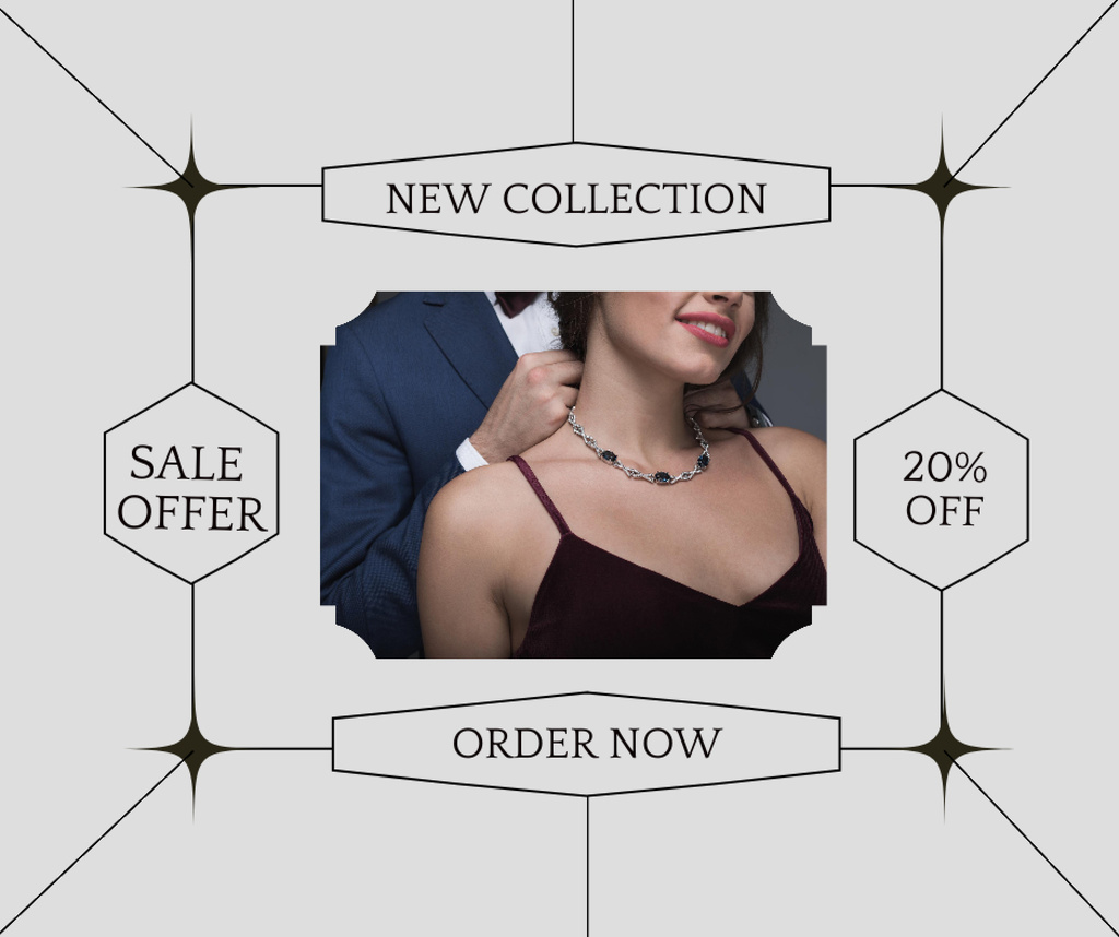 Designvorlage New Jewelry Collection Sale Offer für Facebook