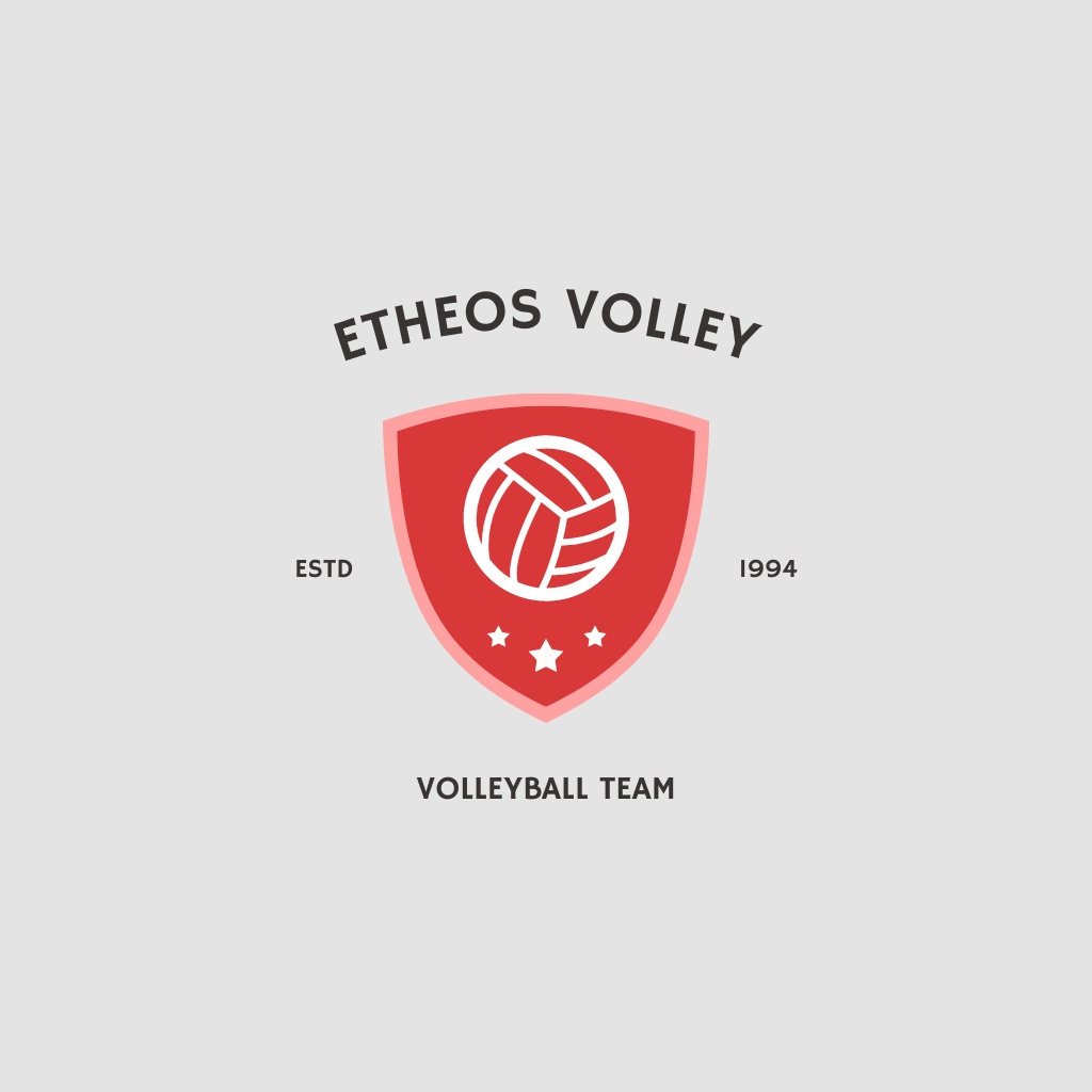 Volleyball Sport Club Emblem with Red Shield Logo Modelo de Design