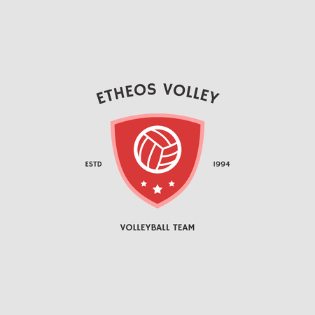Emblema do clube esportivo de vôlei com escudo vermelho Logo Modelo de Design