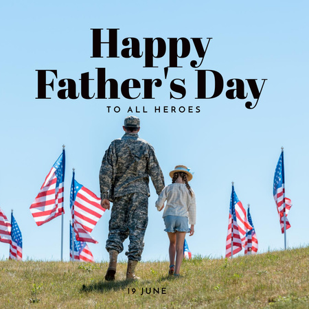 Military Father and Daughter Walking Instagram tervezősablon