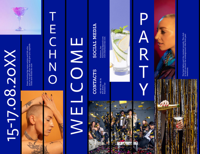 Platilla de diseño Techno Party Announcement with Stylish People Brochure 8.5x11in
