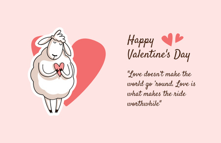 Happy Valentine's Day Greeting with Cute Sheep Thank You Card 5.5x8.5in Design Template